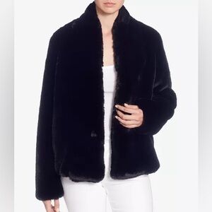 300. Catherine Malandrino NWT Black Faux-Fur Open Jacket